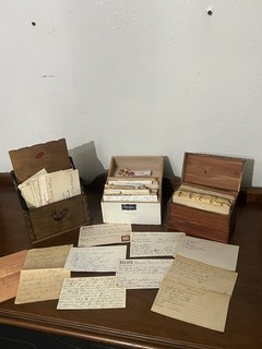 Vintage Lg Lot 3 Full Recipe Boxes Hand Written cards Clipped Over 300 Recipes