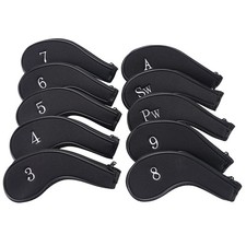 Neoprene Zipper Golf Club Iron Head Covers Iron Covers 10pcs/Set Black Black 