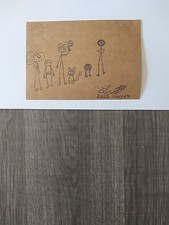 Stick Figure Family Pencil On 6.5x4.5 In Brown Paper Signed And Dated Stick Figure Family Pencil On 6.5x4.5 In Brown Paper Signed And Dated