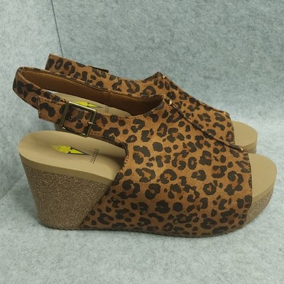Volatile Division Leopard Wedge Sandals Size 9 Womens Animal Print Platform NIB