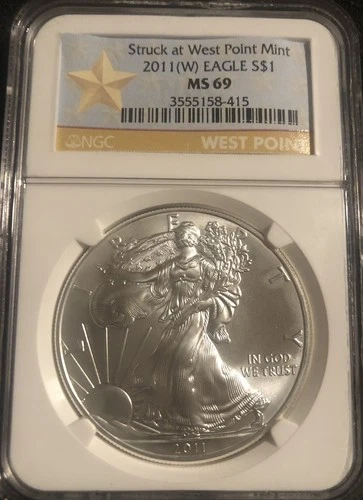 2011 (W) American Silver Eagle MS69 NGC West Point Label No International Ship