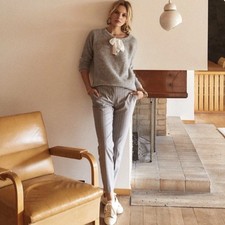 Sezane Gray Wool Pinstripe Slim Straight Fit Gustav Trousers Pants Size 36