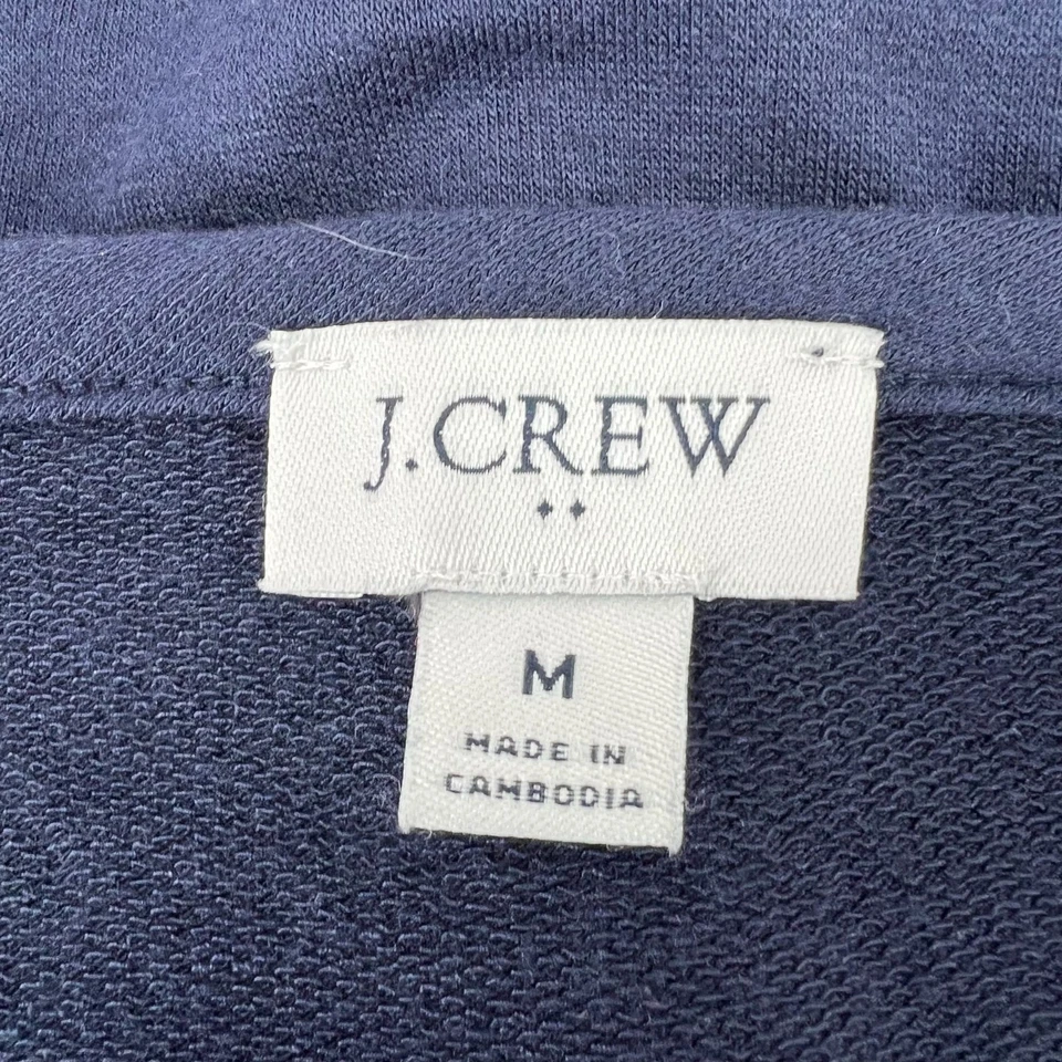 J.Crew M Mixed-Media Top Navy Knit Floral Pleated Hem Long Sleeve Sweater - Image 3 of 4