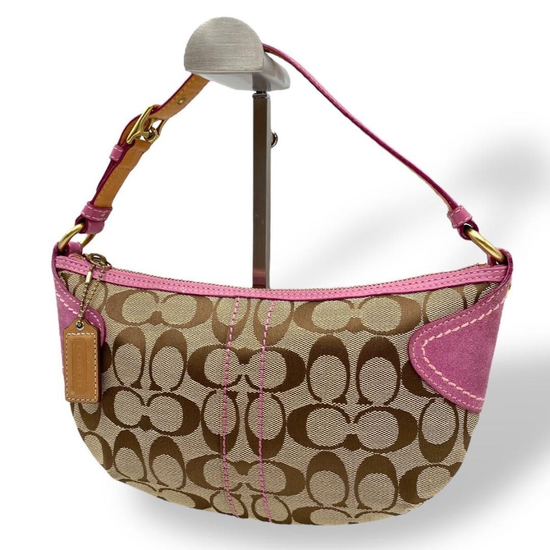 Coach Pink One Shoulder Bag with Detachable Accessory Pouch Pre-Owned