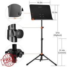 CAHAYA Music Stand Black Foldable Adjustable Height Tablet Sheet Music