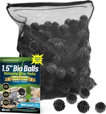 Bio Balls Filter Media Bulk 1.5 Inch, 300 Count w/ Mesh Bag, for Pond Aquarium