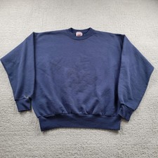 Vintage Hanes Sweatshirt Mens Large Blue Blank ComfortBlend Fleece Crewneck 90s