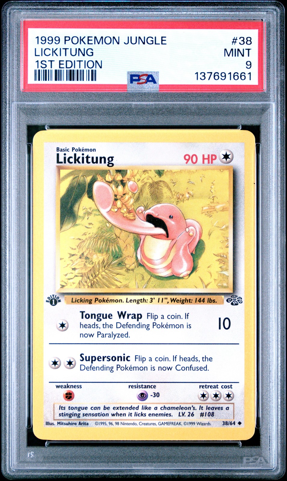 1999 POKEMON JUNGLE 1ST ED #38 LICKITUNG PSA 9