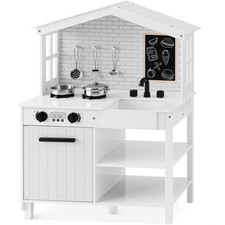 Best Choice Products Pretend Play Wooden Farmhouse Kitchen Set Storage 5