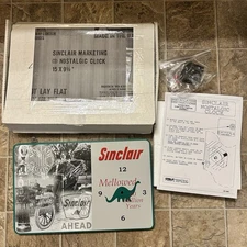 Vintage Sinclair Gasoline Dino Metal Clock Sign Mellowed 80 Million Years NIB