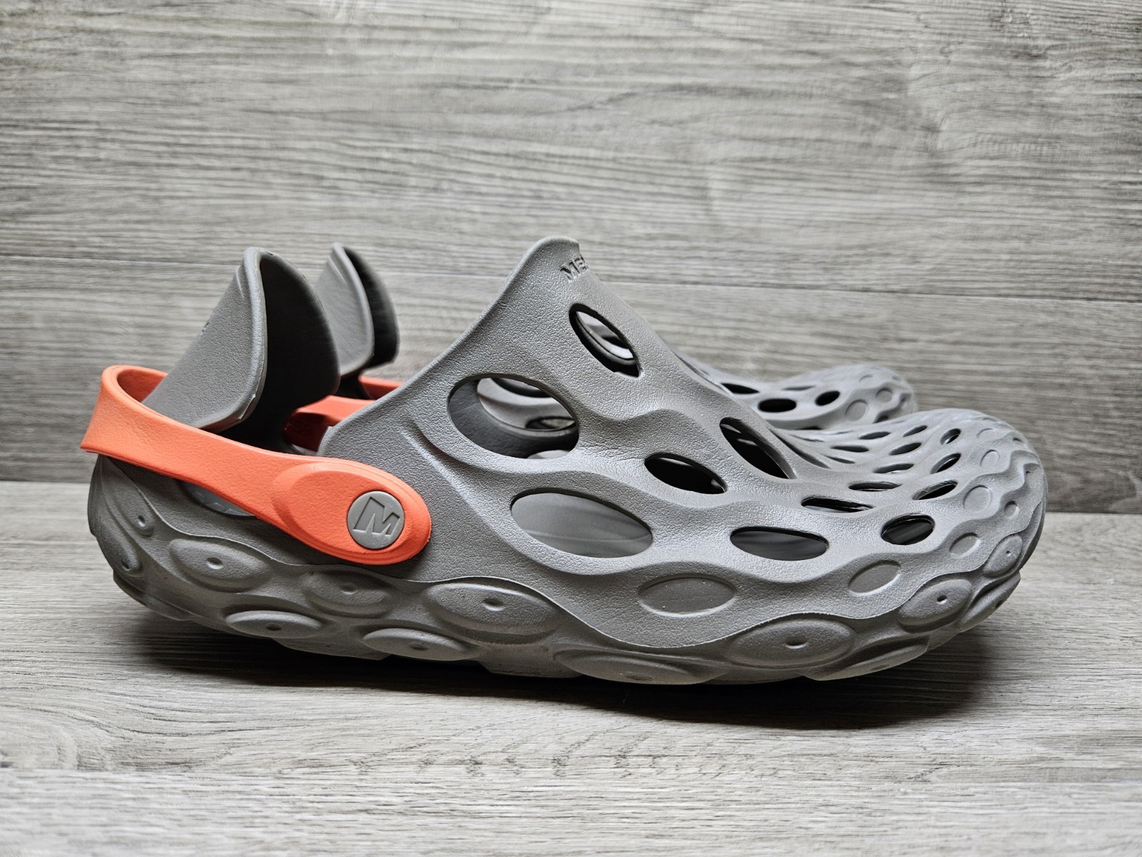 Zoccoli Merrell Hydro Moc Drift Grigio Arancione Uomo 9 Donna 10 5 Pre Loved NO SCATOLA