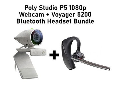 Poly Studio P5 1080p Webcam + Voyager 5200 Bluetooth Headset Bundle
