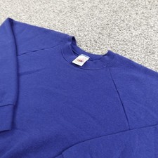 VTG Fruit Of The Loom Sweatshirt Mens L Blue Blank Pullover Crewneck USA 90s Y2K