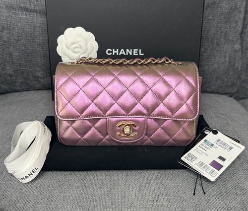 Chanel Classic Flap Bag Mini Rectangular Irridescent Metallic Leather