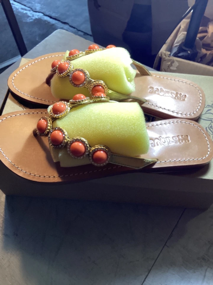 Auténtica Sandalia Primavera Verano Playa Lujo Mystique Coral Embellecida Talla 10 Foto 4 de 4