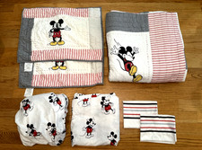 Pottery Barn Kids Mickey Mouse Queen 7 Piece Quilt Sheets Shams Cases Disney