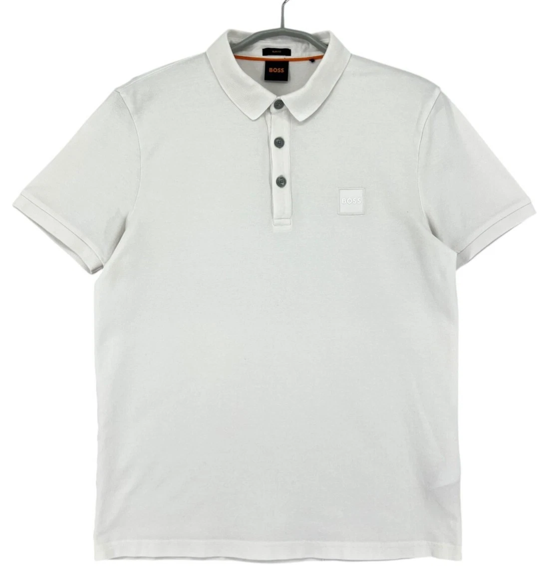 BOSS - T-shirt en coton à col rond logoté - Blanc