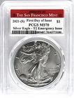 2021(S) SILVER EAGLE T2 SAN FRANCISCO MINT FIRST DAY OF ISSUE PCGS MS70 RED