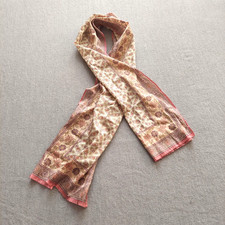 Oscar de la Renta 100 Silk Scarf Floral Border Pink Cream Classic Made in Japan