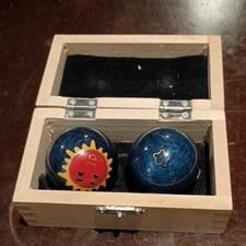 CHINESE HEALTH EXERCISE STRESS BAODING BALLS RELAXATION THERAPY sun stars moon