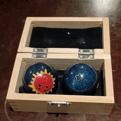 CHINESE HEALTH EXERCISE STRESS BAODING BALLS RELAXATION THERAPY sun stars moon
