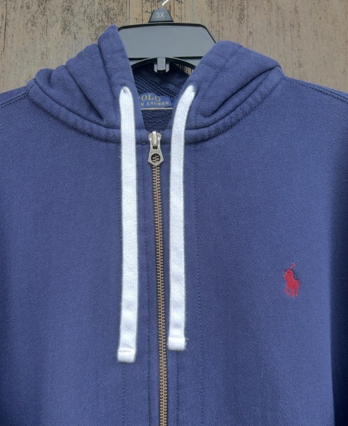 Polo Ralph Lauren Uomo (L XL) Full Zip Termica Felpa con Cappuccio Logo Pony