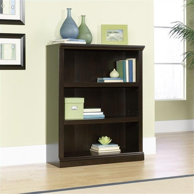 Sauder Select Engineered Wood 3 Shelf Bookcase in Jamocha Wood/Black Finish