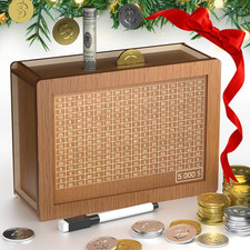 Caja Ahorro 5000 Piezas Madera Alcancia Kakeibo Banca Dinero Numeros Billetera