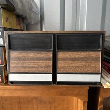 Vintage 8-Track Storage Holder Wood Grain 2 Drawer Cabinet Storage Case 20 Tapes