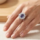 925 Sterling Silver White Gold Halo Rings Mystical Color Change Spinel 4.10Ct