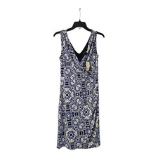 NWT Ann Taylor Dress Size S Sleeveless V- Neck/Back Floral Ruching Stretch Lined