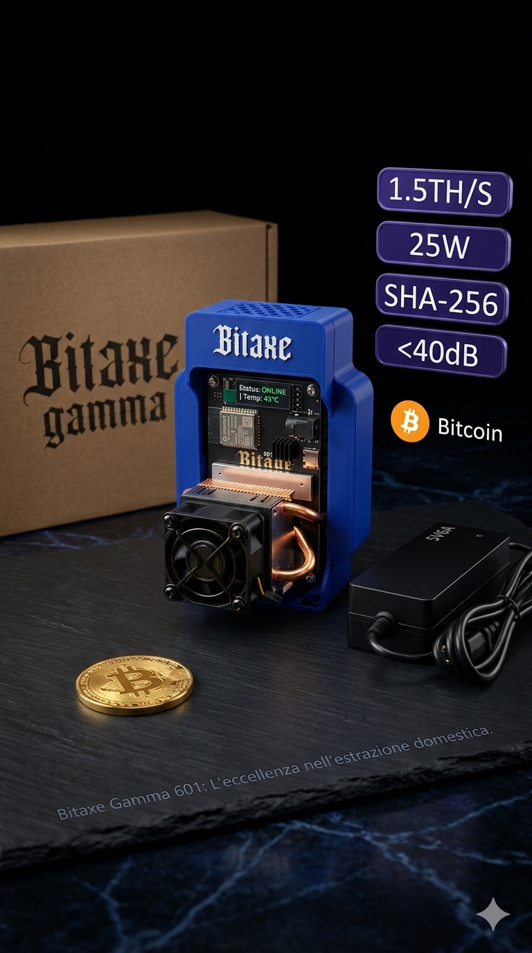 BITAXE GAMMA 601 (1.5 TH/s) - Bitcoin Miner ASIC - WITH OPTIMIZED HEATSINK