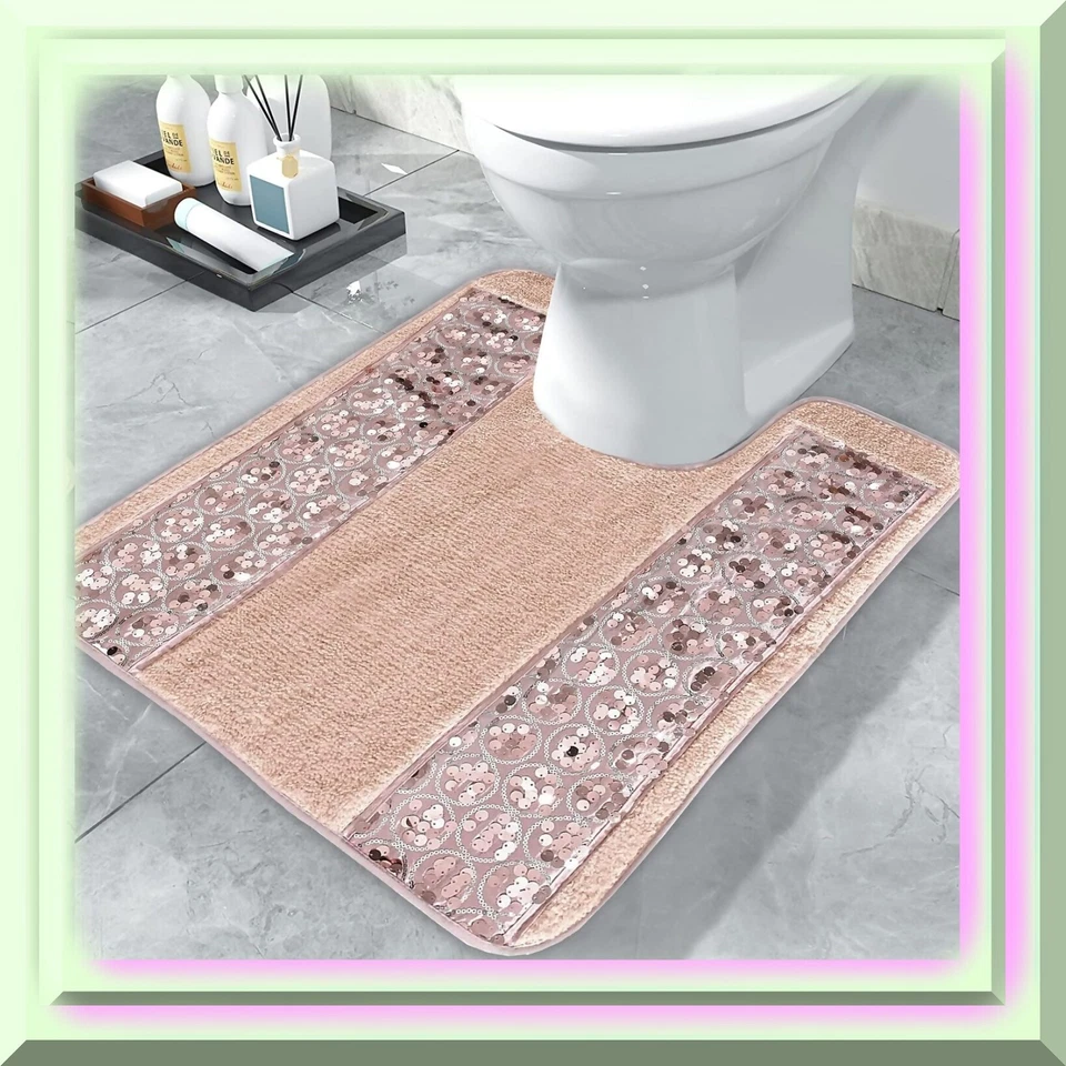 Alfombra contorno plateada para decoración de baño rubor elegante Foto 3 de 4