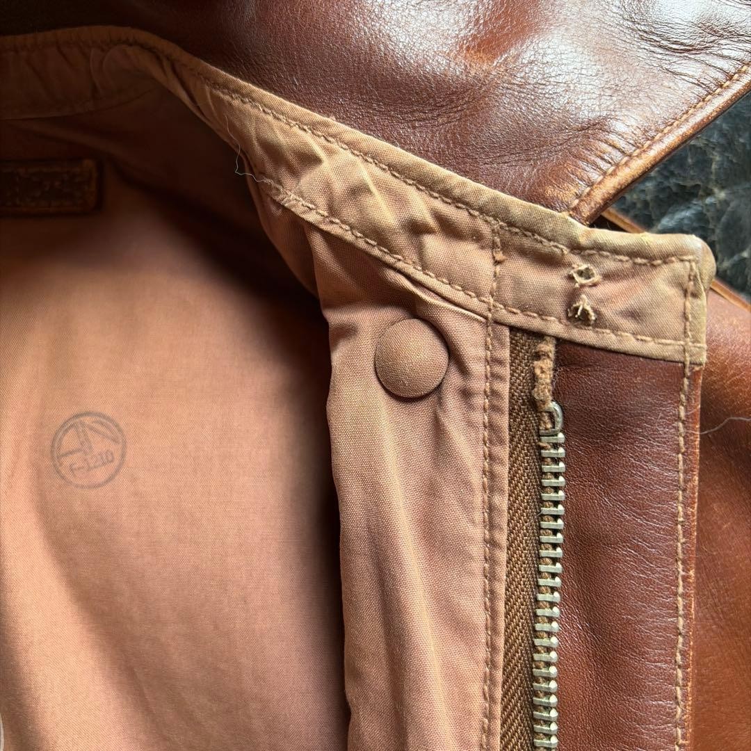 Buzz Rickson's A-2 Flight Jacket Brown Leather Si… - image 12