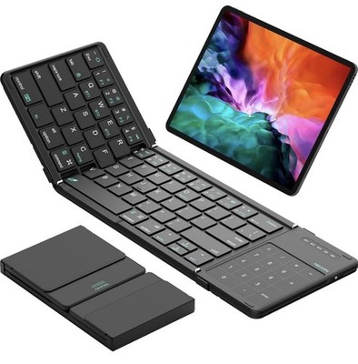 Foldable Bluetooth Keyboard with Touchpad & Number Pad, Portable Bluetooth Ke...