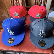 NEW x2 MLB Fitted New Era Los Angeles Dodgers Size 7 1/2 Caps + 2 SnapBack Hats