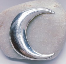 Sterling silver 925 Crescent Moon Brooch Hat Scarf Pin Badge Vintage Gift 4.5cm