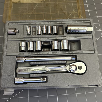 #ad #ad Vintage 15 Pc. Craftsman USA 3 8 Drive Socket Set SAE Partial Ratchet Clunky $23.99