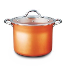 CONCORD 7 QT Copper Non Stick Stock Pot Casserole Coppe-Ramic Series Cookware...
