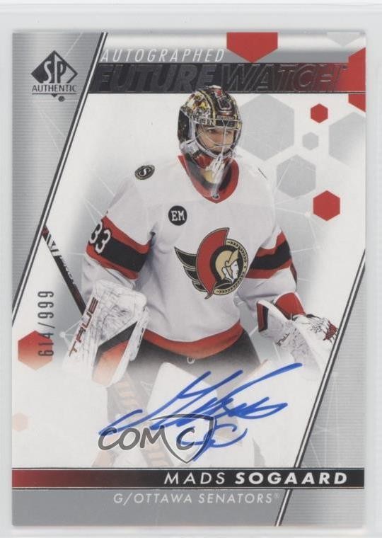 2022-23 SP Authentic Future Watch 614/999 Mads Sogaard #120 Rookie Auto RC 6pl