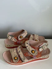 L’Artiste Spring Step Payokya Orange Multi Leather Sandals Women’s 7.5 New