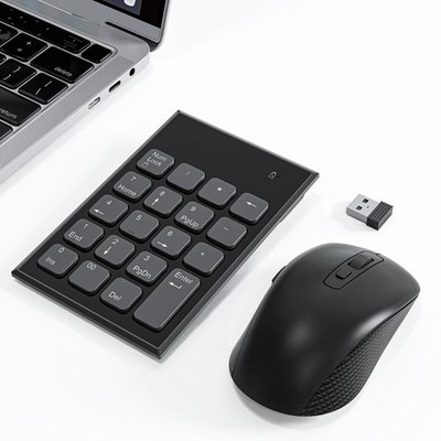 Wireless Number Pad Mouse Combo Mini 2.4G 19 Keys Numeric Keypad 3 DPI PC