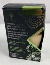 VIORI Hidden Waterfall Shampoo & Conditioner Bamboo Holder Set Full Size 5.7 Oz