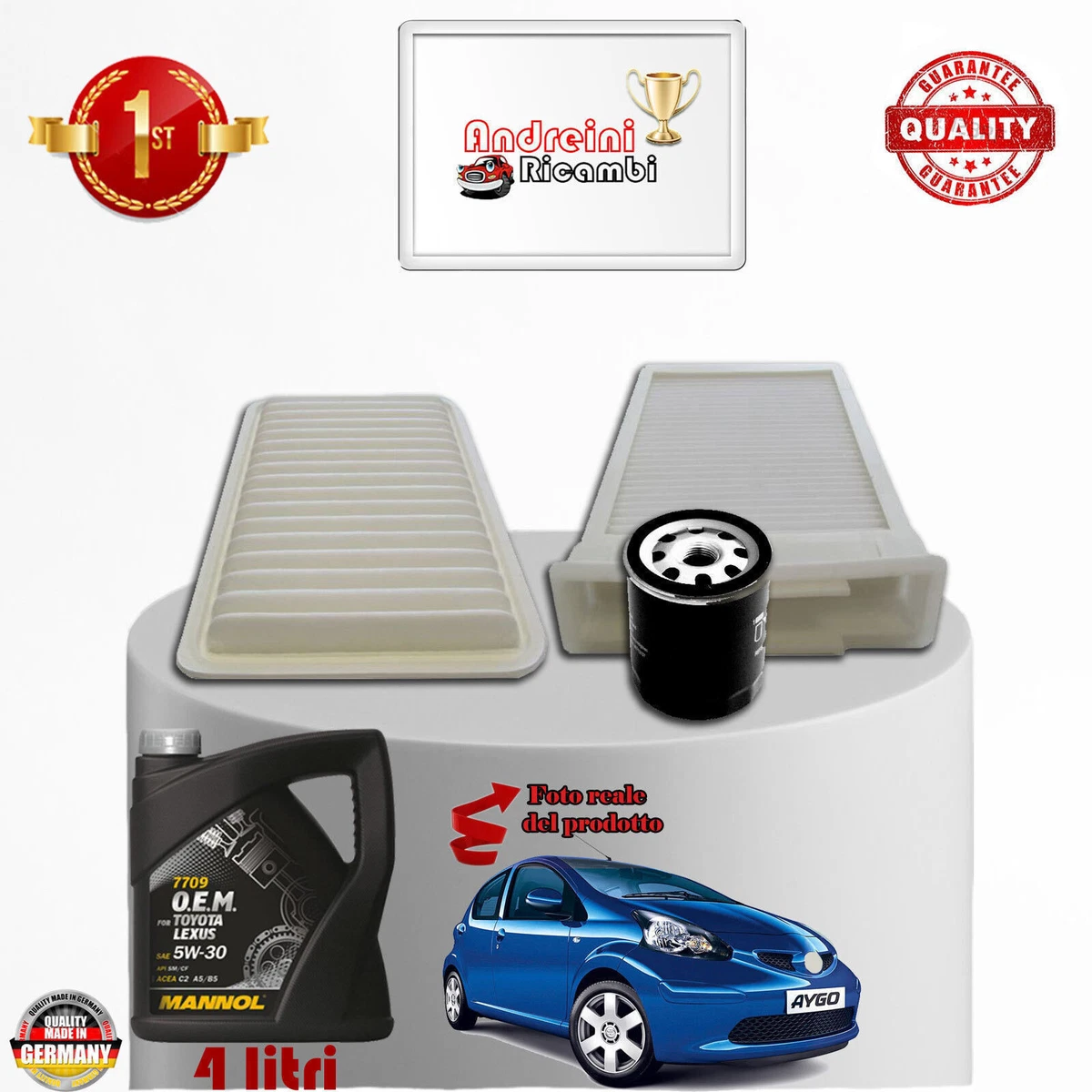 Kit Tagliando Filtri | Candele | Pastiglie Per Toyota Aygo 1.000 50kw - Foto 9