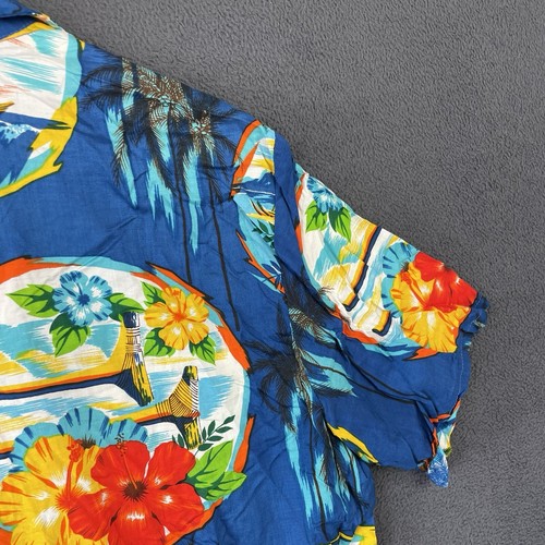 Vintage Ocean Pacific Hawaiian Shirt Mens Size L Blue Sea Floral Sunwear Boat - Picture 13 of 13