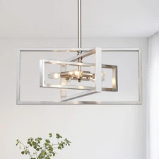 Industrial Chandelier, 5-Light Modern Geometric Ceiling Light Fixture, 22" Adjus