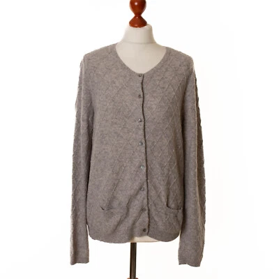Damen PETER HAHN  Grau 100% Wolle Strickjacke Größe D 40  12241 - Bild 1 von 4