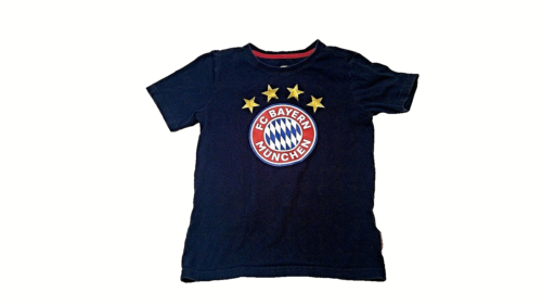 FC Bayern Munich T-Shirt Kid's 7-8 Blue Cotton 128cm Bundesliga UEFA - Picture 1 of 7