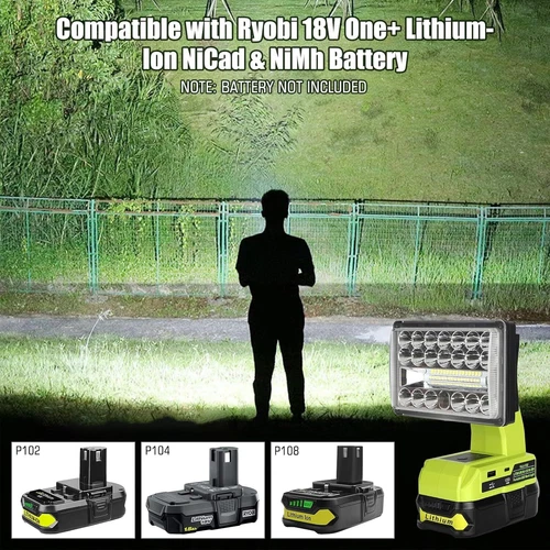2000LM Cordless LED Work Light Flashlights for Ryobi 18v Battery Floodlight - Picture 27 of 27