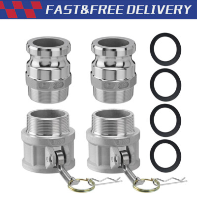 2 Pack Aluminum Camlock Fittings Type B & Type F Cam and Groove Hose Fitting A+